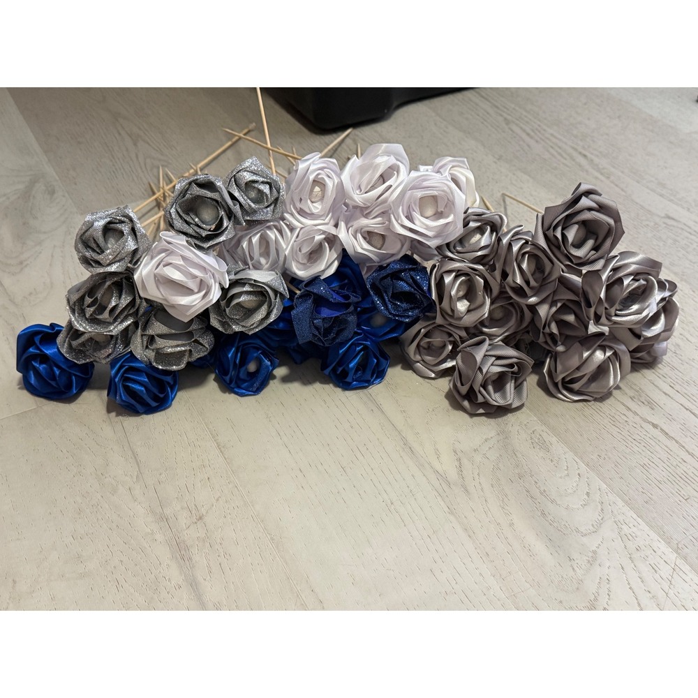 Assorted Ribbon Rose Decoration Flowers Unisex OS Multi Excellent 40pc Lot